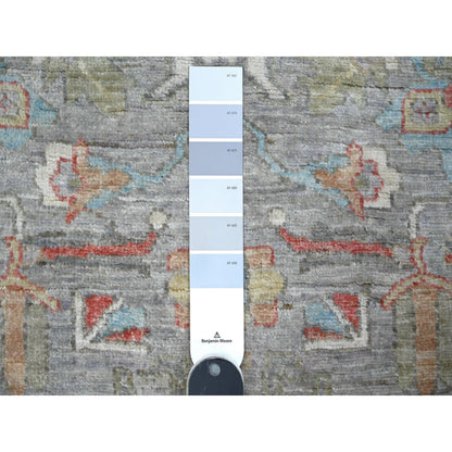 Tribal & Geometric Wool Hand Knotted Rug Black Ivory 2.5X9.9 -O088902