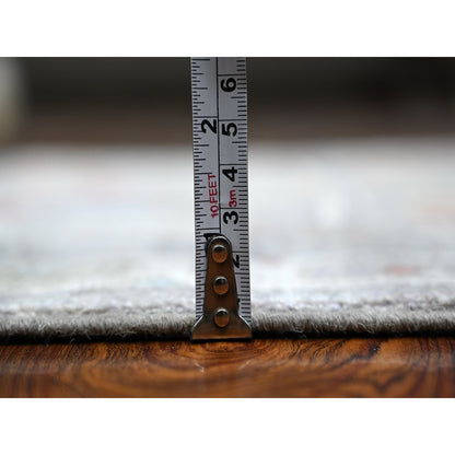 Tribal & Geometric Wool Hand Knotted Rug Black Ivory 2.5X9.9 -O088902