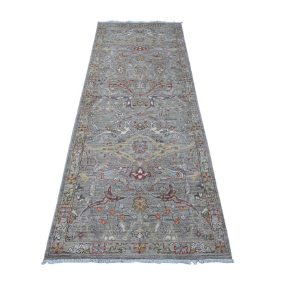 Heriz Wool Hand Knotted Rug Grey Gray 3.0X7.10 -O088903