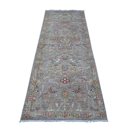 Heriz Wool Hand Knotted Rug Grey Gray 3.0X7.10 -O088903