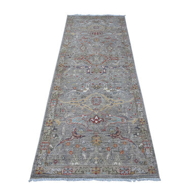 Heriz Wool Hand Knotted Rug Grey Gray 3.0X7.10 -O088903