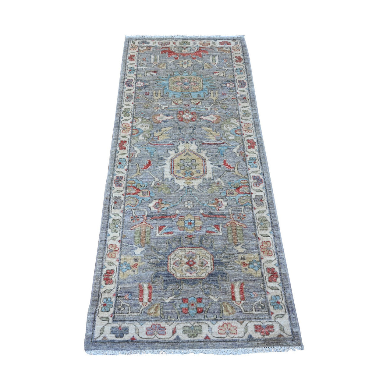 Black 2'6" x 6'0" Tribal & Geometric Hand knotted Wool Rug - Sku: O088905