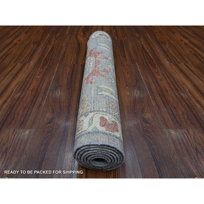 Tribal & Geometric Wool Hand Knotted Rug Black Ivory 2.6X6.0 -O088905