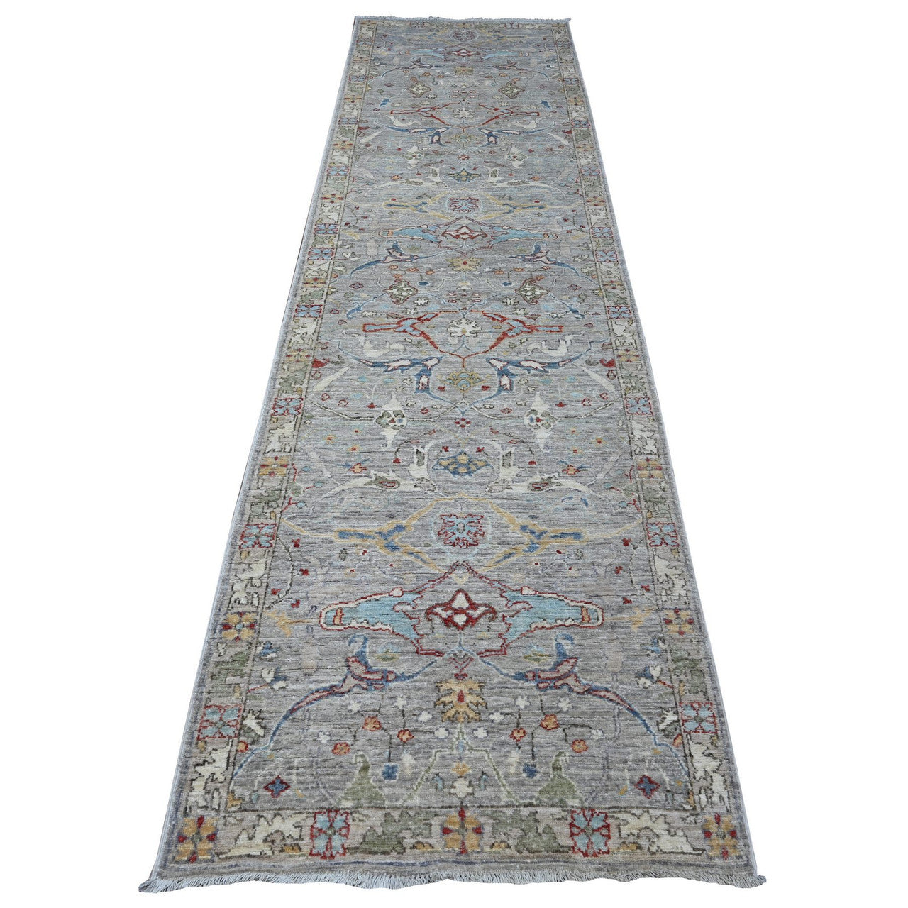Gray 3'0" x 11'7" Heriz Hand knotted Wool Rug -O088906