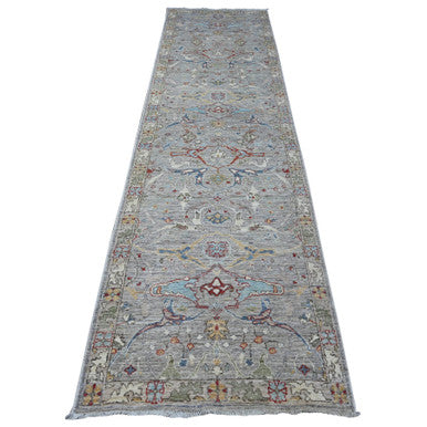 Heriz Wool Hand Knotted Rug Grey Gray 3.0X11.7 -O088906