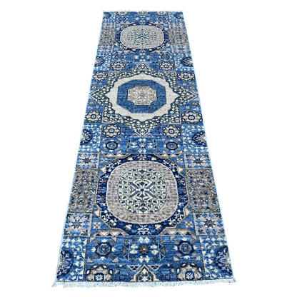 Mamluk Wool Hand Knotted Rug Blue No Border 2.6X7.11 -O088907