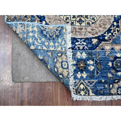 Mamluk Wool Hand Knotted Rug Blue No Border 2.6X7.11 -O088907