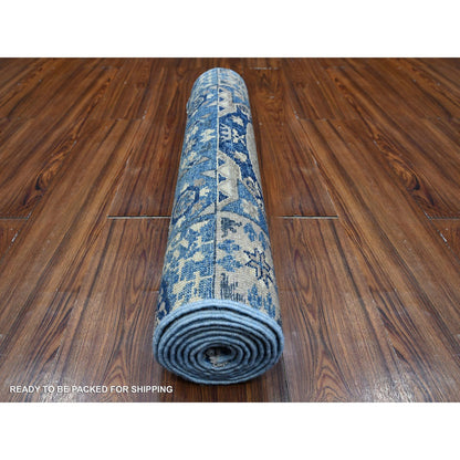 Mamluk Wool Hand Knotted Rug Blue No Border 2.6X7.11 -O088907