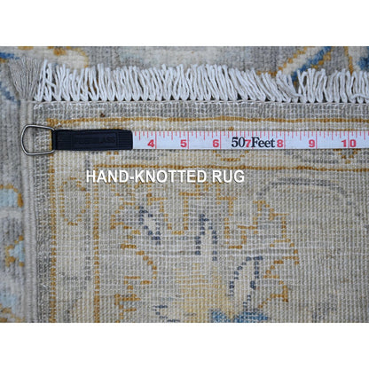 Oushak And Peshawar Wool Hand Knotted Rug Grey Gray 4.1X10.10 -O088908