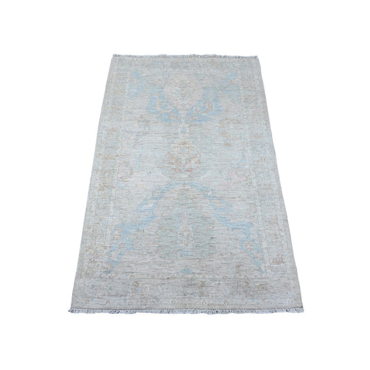 Oushak And Peshawar Wool Hand Knotted Rug Grey Gray 3.1X4.11 -O088909
