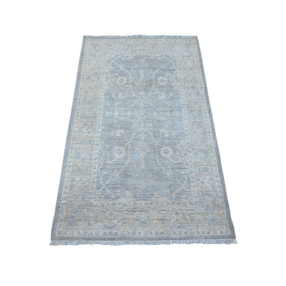 Oushak And Peshawar Wool Hand Knotted Rug Grey Silver 3.0X4.11 -O088910