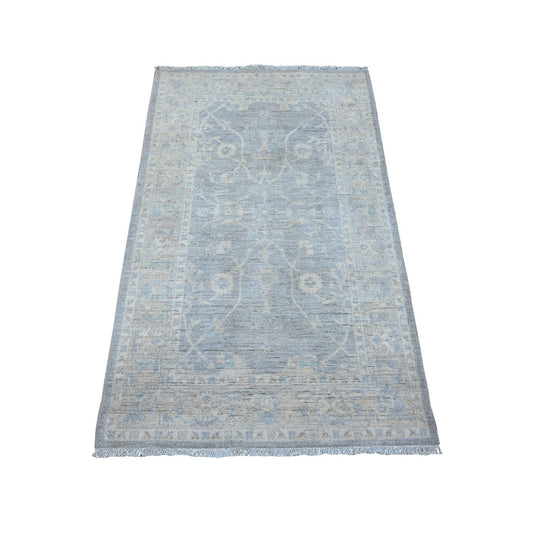 Oushak And Peshawar Wool Hand Knotted Rug Grey Silver 3.0X4.11 -O088910