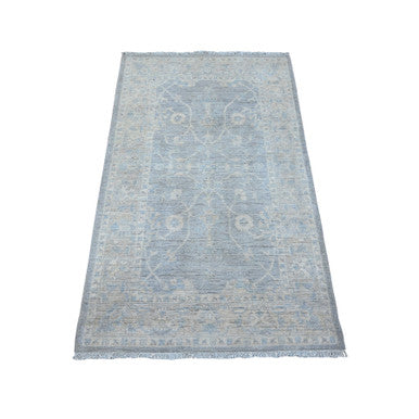 Oushak And Peshawar Wool Hand Knotted Rug Grey Silver 3.0X4.11 -O088910