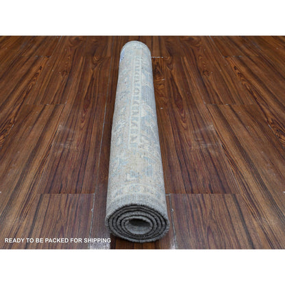 Oushak And Peshawar Wool Hand Knotted Rug Grey Silver 3.0X4.11 -O088910
