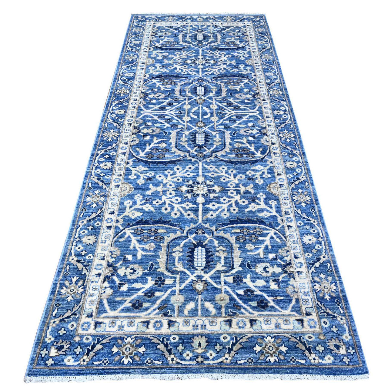 Blue 4'1" x 9'6" Heriz Hand knotted Wool Rug -O088911