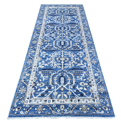 Heriz Wool Hand Knotted Rug Blue Blue 4.1X9.6 -O088911