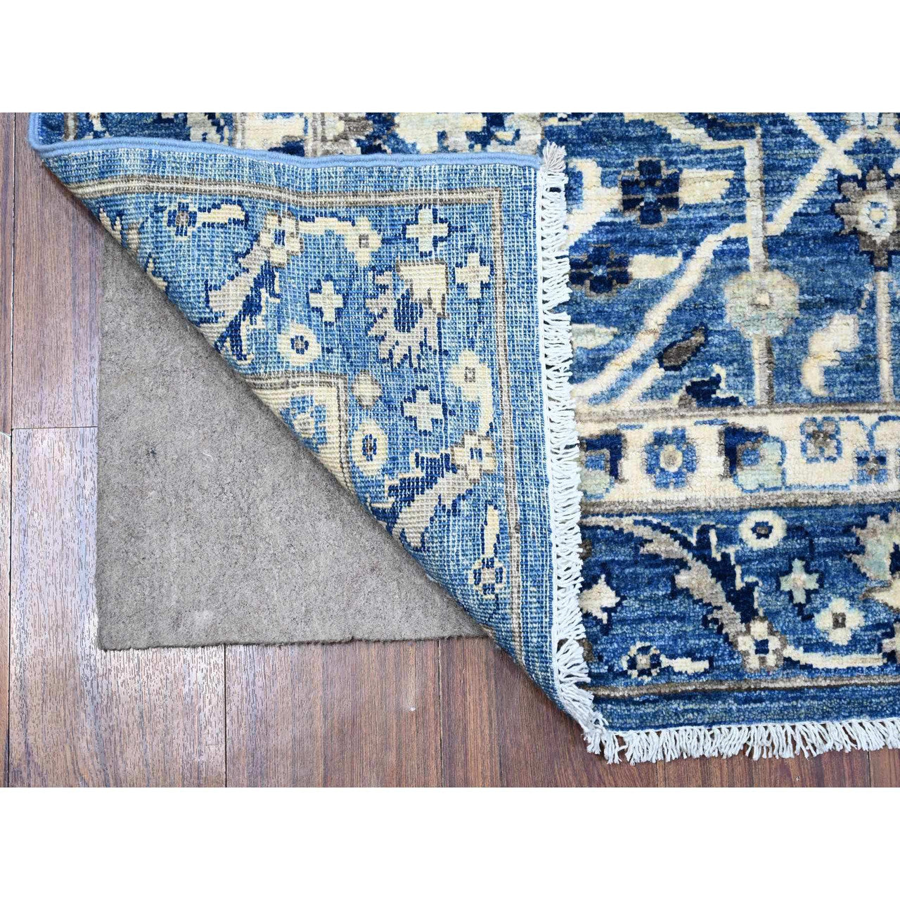 Blue 4'1" x 9'6" Heriz Hand knotted Wool Rug -O088911