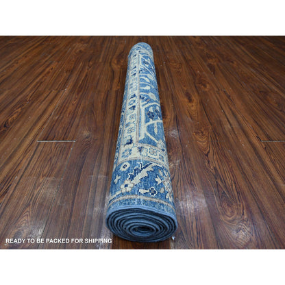 Heriz Wool Hand Knotted Rug Blue Blue 4.1X9.6 -O088911