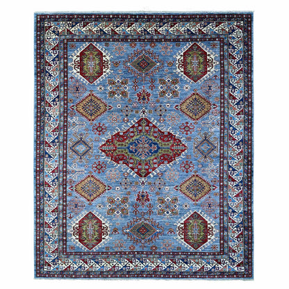 Kazak Wool Hand Knotted Rug Grey Ivory 8.2X9.10 -O088912