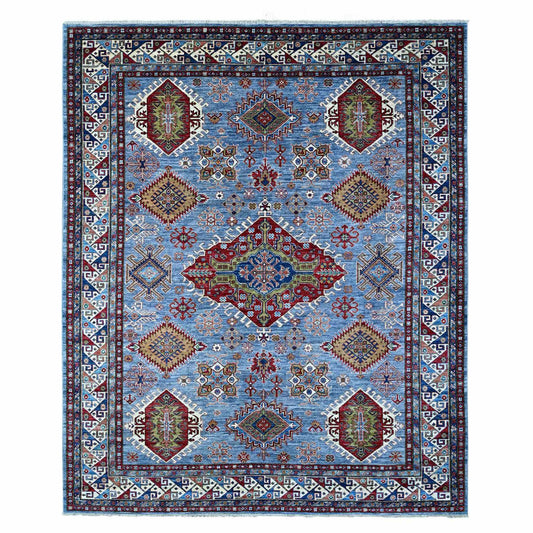 Kazak Wool Hand Knotted Rug Grey Ivory 8.2X9.10 -O088912
