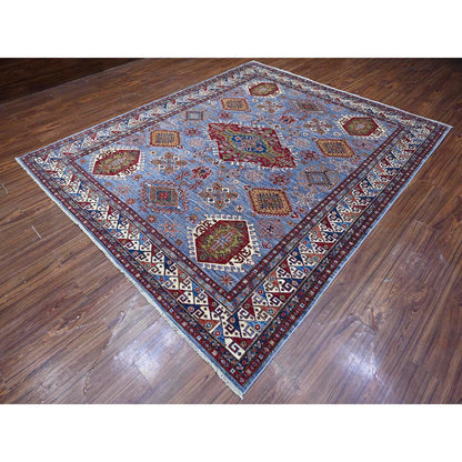 Kazak Wool Hand Knotted Rug Grey Ivory 8.2X9.10 -O088912