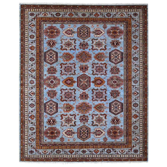 Kazak Wool Hand Knotted Rug Blue Gray 8.3X9.8 -O088913