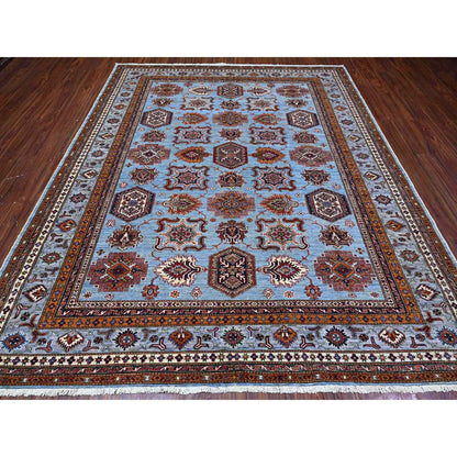 Kazak Wool Hand Knotted Rug Blue Gray 8.3X9.8 -O088913