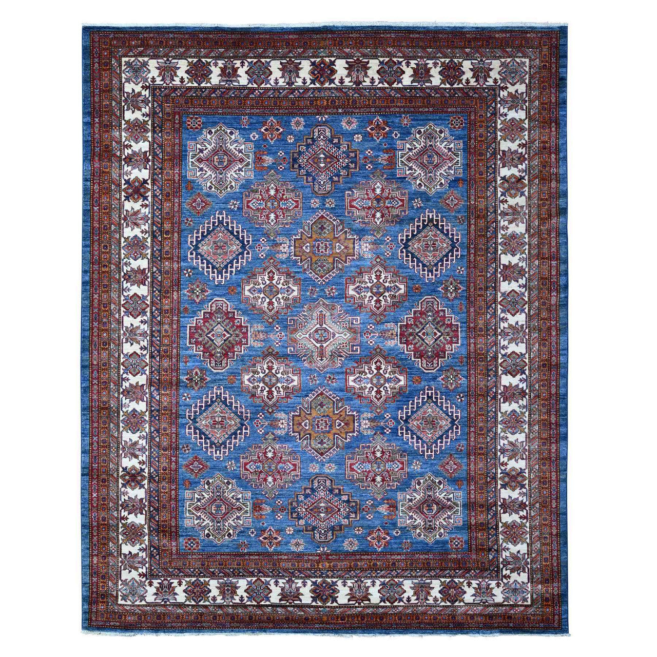Blue 8'0" x 9'11" Kazak Hand knotted Wool Rug - Sku: O088914