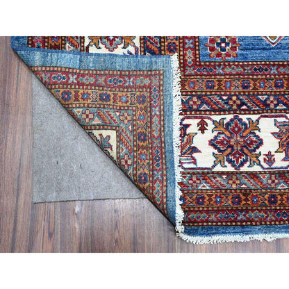 Kazak Wool Hand Knotted Rug Blue Ivory 8.0X9.11 -O088914