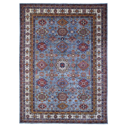 Kazak Wool Hand Knotted Rug Blue Ivory 8.10X12.0 -O088915