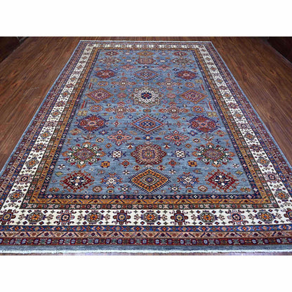 Kazak Wool Hand Knotted Rug Blue Ivory 8.10X12.0 -O088915