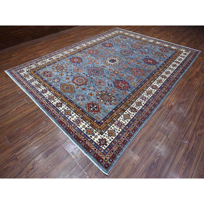 Kazak Wool Hand Knotted Rug Blue Ivory 8.10X12.0 -O088915