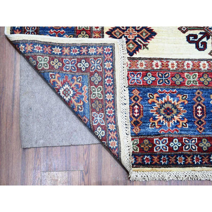 Kazak Wool Hand Knotted Rug Ivory Blue 9.1X12.2 -O088916