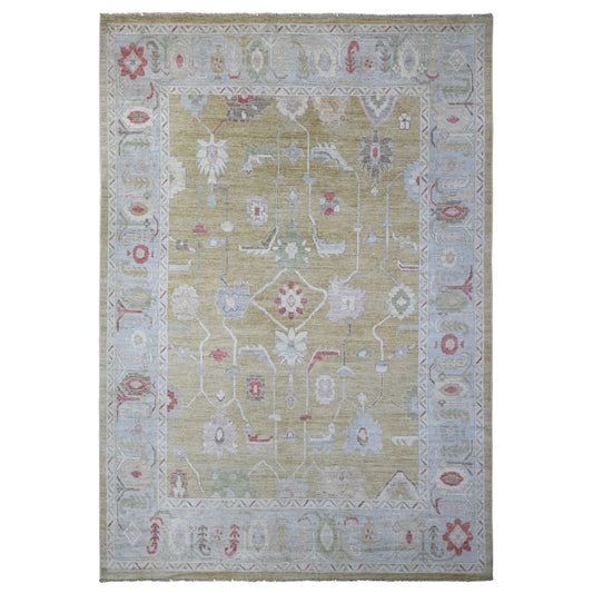 Oushak And Peshawar Wool Hand Knotted Rug Yellow Gray 8.11X12.6 -O088918