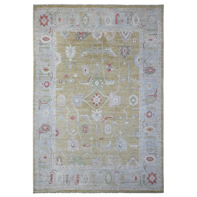 Oushak And Peshawar Wool Hand Knotted Rug Yellow Gray 8.11X12.6 -O088918
