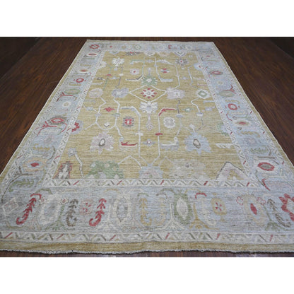 Oushak And Peshawar Wool Hand Knotted Rug Yellow Gray 8.11X12.6 -O088918
