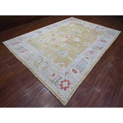 Oushak And Peshawar Wool Hand Knotted Rug Yellow Gray 8.11X12.6 -O088918
