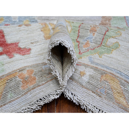 Oushak And Peshawar Wool Hand Knotted Rug Grey Silver Gray 8.11X11.10 -O088919