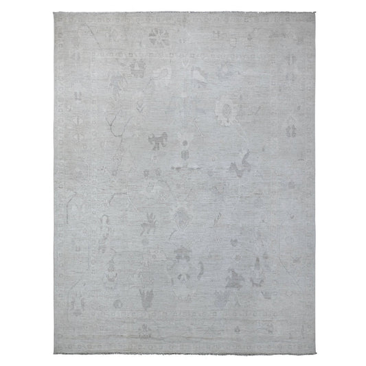 Oushak And Peshawar Wool Hand Knotted Rug Grey Gray 8.8X11.7 -O088923