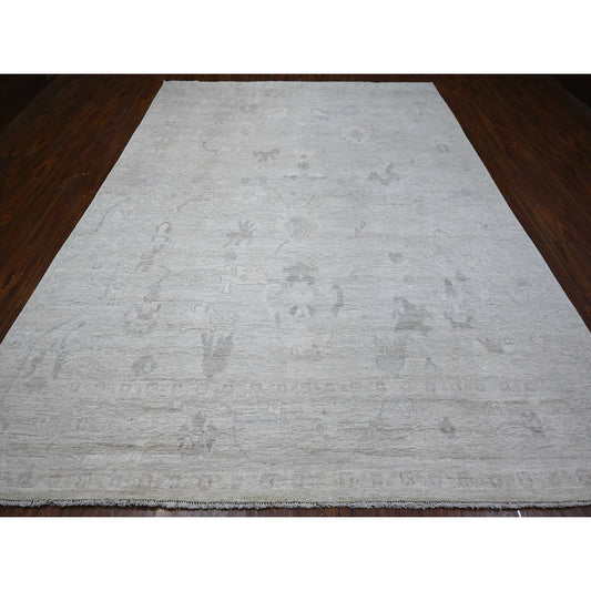 Oushak And Peshawar Wool Hand Knotted Rug Grey Gray 8.8X11.7 -O088923
