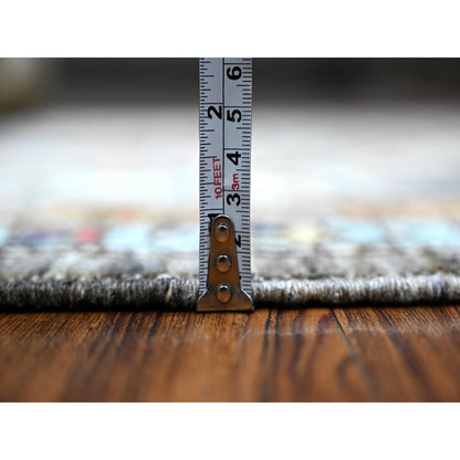 Tribal & Geometric Wool Hand Knotted Rug Grey Orange 4.1X11.9 -O088927