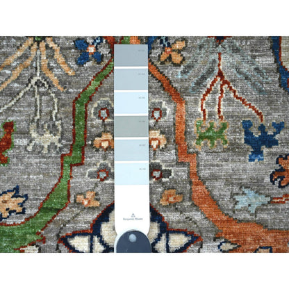 Oushak And Peshawar Wool Hand Knotted Rug Grey Ivory 3.0X5.11 -O088935