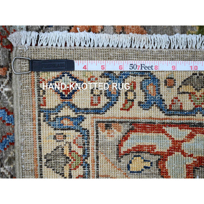 Oushak And Peshawar Wool Hand Knotted Rug Grey Ivory 3.0X11.10 -O088936