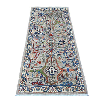 Oushak And Peshawar Wool Hand Knotted Rug Grey 2.11x6.2 -O088939