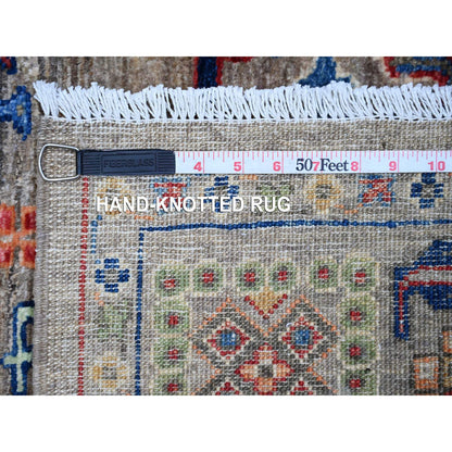 Oushak And Peshawar Wool Hand Knotted Rug Grey Gray 4.1X11.8 -O088940