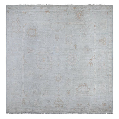 Oushak And Peshawar Wool Hand Knotted Rug Blue Blue 9.6X9.8 -O088942