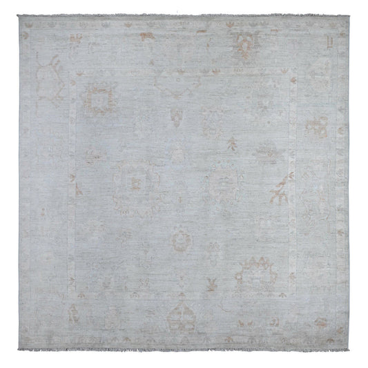 Oushak And Peshawar Wool Hand Knotted Rug Blue Blue 9.6X9.8 -O088942