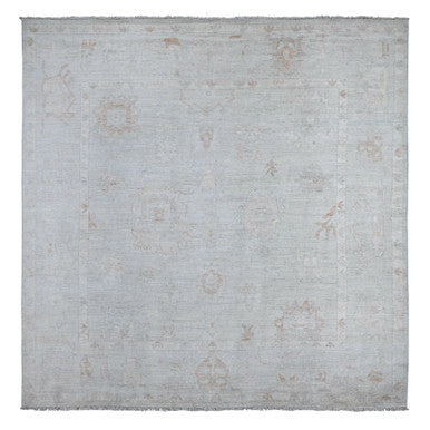 Oushak And Peshawar Wool Hand Knotted Rug Blue Blue 9.6X9.8 -O088942
