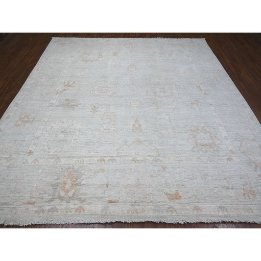 Oushak And Peshawar Wool Hand Knotted Rug Blue Blue 9.6X9.8 -O088942