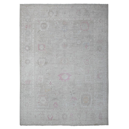 Oushak And Peshawar Wool Hand Knotted Rug Green Silver 9.10X13.5 -O088943